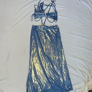 Cider Blue Shimmer Skirt Set
